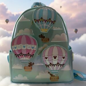 Disney Parks Mickey Hot Air Balloon Loungefly Backpack Pastel NWT